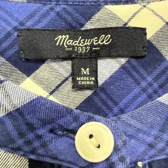 Madewell Blue and White Plaid Casual Shirt - Picture 3 of 4